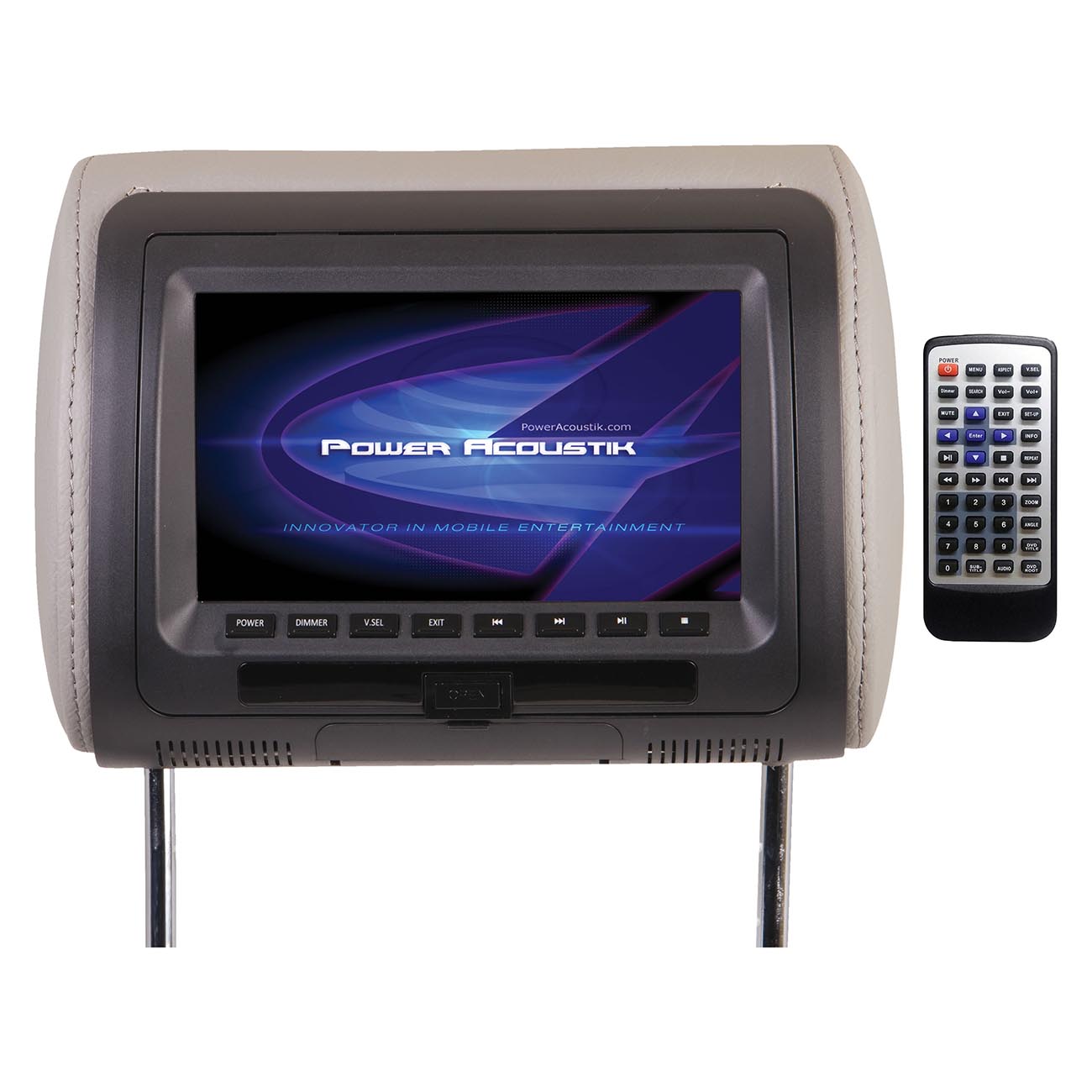 Power Acoustik 7" Headrest Monitor 3-Color Skins LCD/DVD USB/SD SOLD EACH