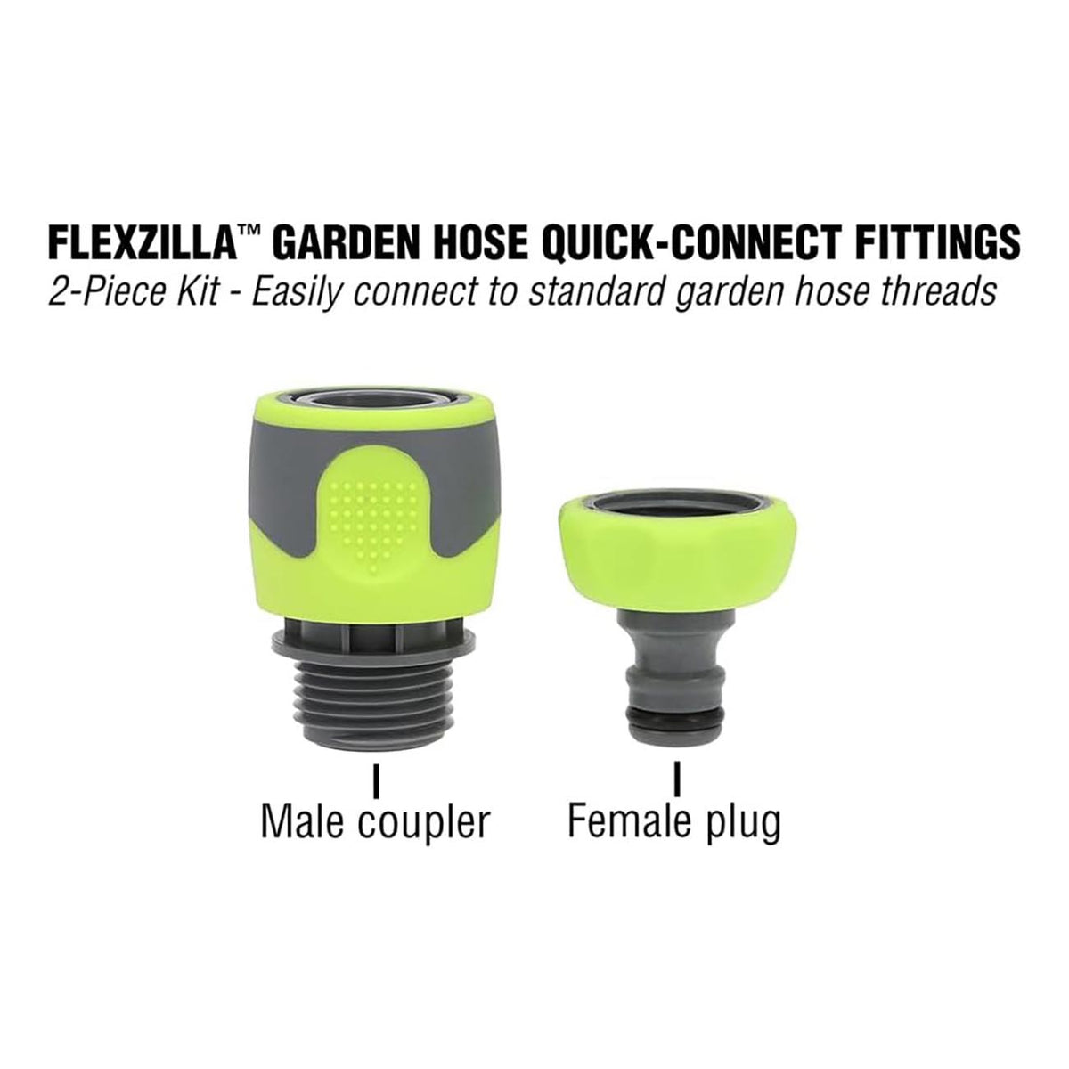Flexzilla Garden Hose Quick Connect Fittings Coupler Plug Kit (2 Piece)