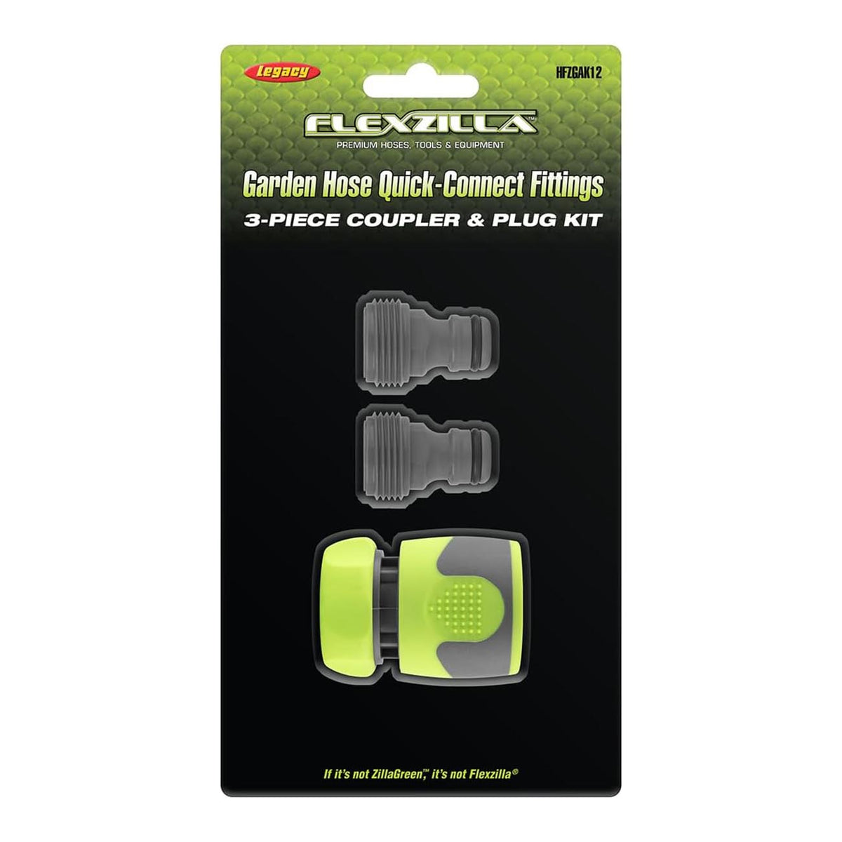 Flexzilla Garden Hose Quick Connect Fittings Coupler Plug Kit (3-Piece)