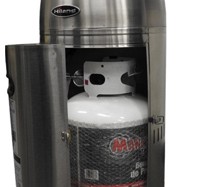87" Tall Outdoor Patio Heater with Table - Stainless Steel