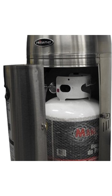 87" Tall Outdoor Patio Heater with Metal Table in Stainless Steel