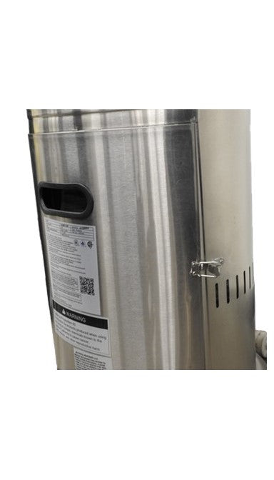 87" Tall Outdoor Patio Heater with Metal Table in Stainless Steel