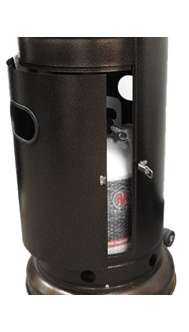 87" Tall Outdoor Patio Heater with Table - Hammered Bronze