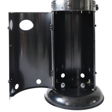 Round Commercial Glass Cylinder Patio Heater in Black with Black Tube