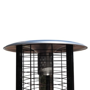 Round Commercial Glass Cylinder Patio Heater in Black with Black Tube