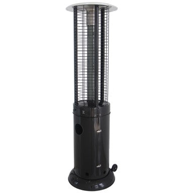 Round Commercial Glass Cylinder Patio Heater in Black with Black Tube