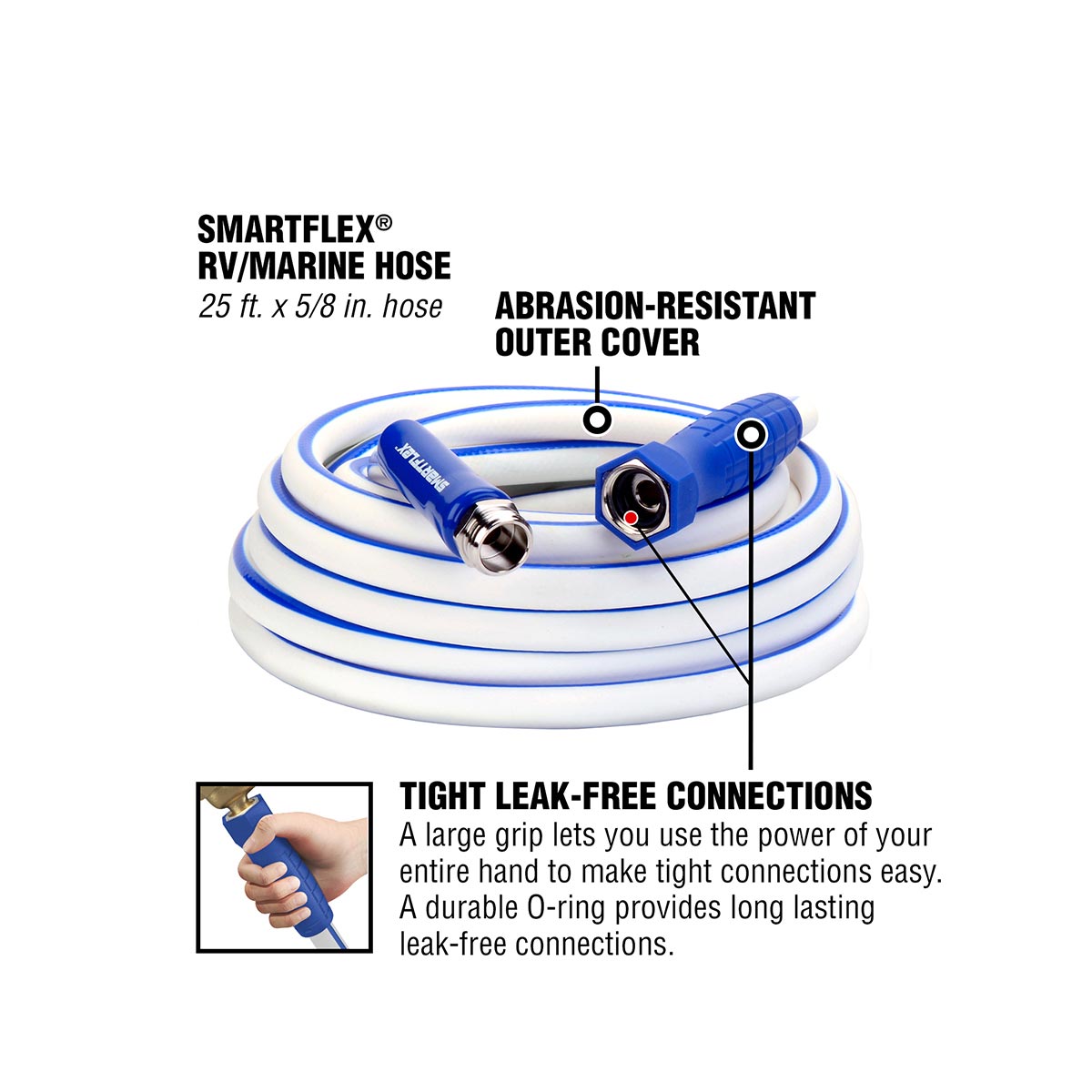 SmartFlex® RV/Marine Hose 5/8" x 25' 3/4" - 11 1/2 GHT Fittings