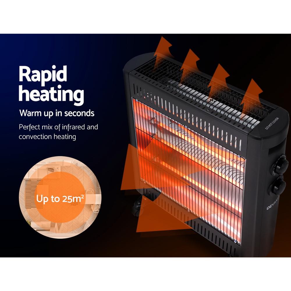 Devanti 2200W Infrared Radiant Heater Portable Electric Convection