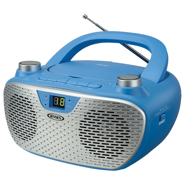 JENSEN CD-485-BL CD-485 2-Watt Portable Stereo CD Player with AM/FM Radio (Blue)