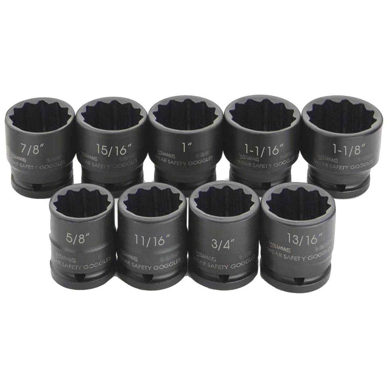 Williams 3/4GÇ¦ Drive Shallow Skirt Impact SAE Socket Set - 12 Point (9 Piece)