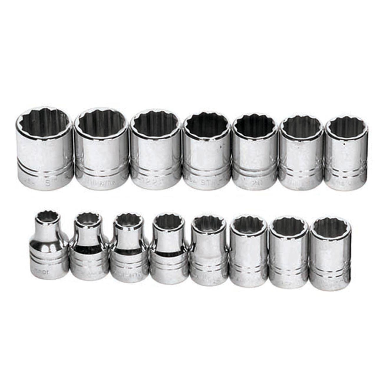 Williams 1/2GÇ¦ Drive Shallow Metric Socket Set on Clip Rail 12-Point (15 Piece)