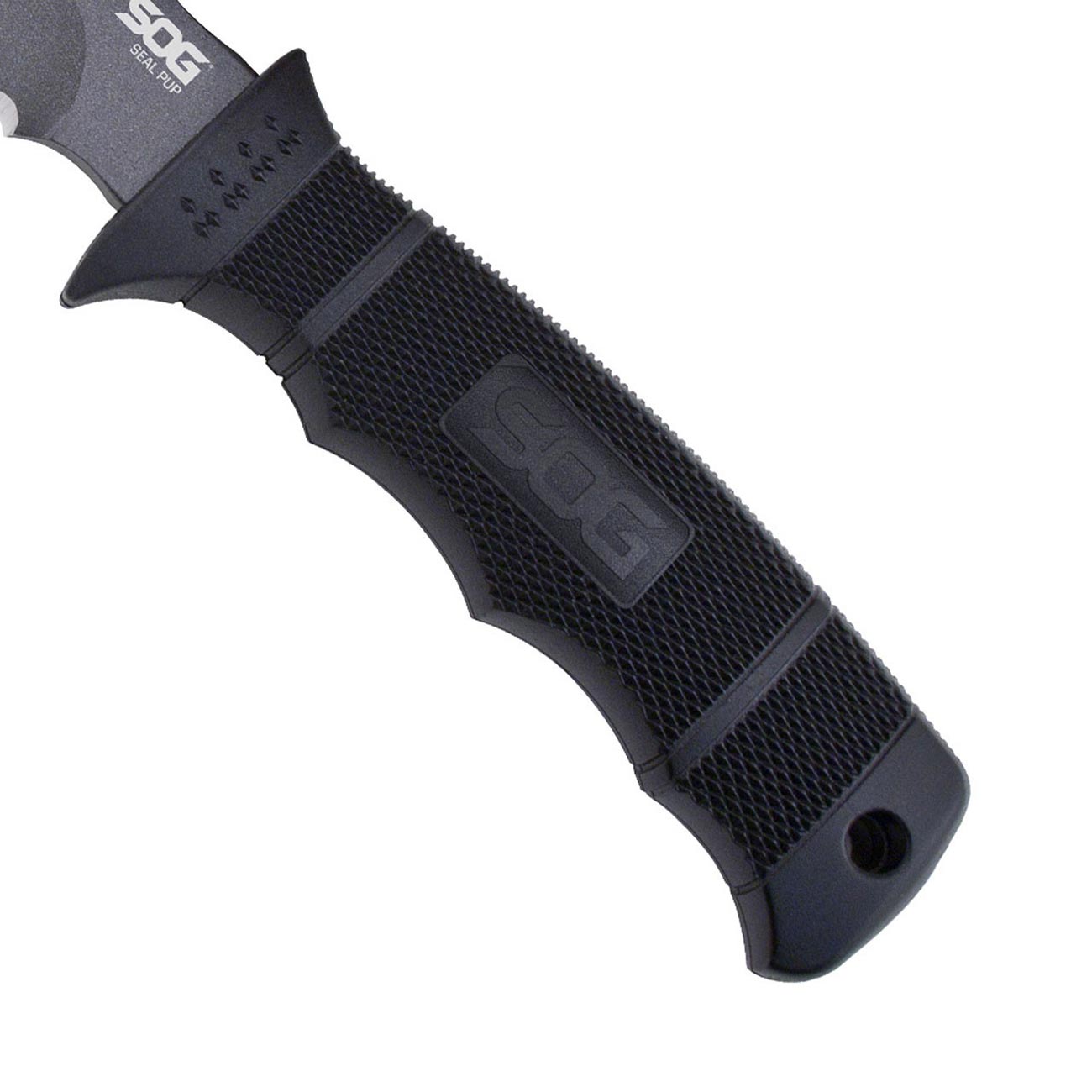 SOG SEAL Pup Fixed 4.75" Powder Coated Combo Blade GRN Handles Kydex Sheath
