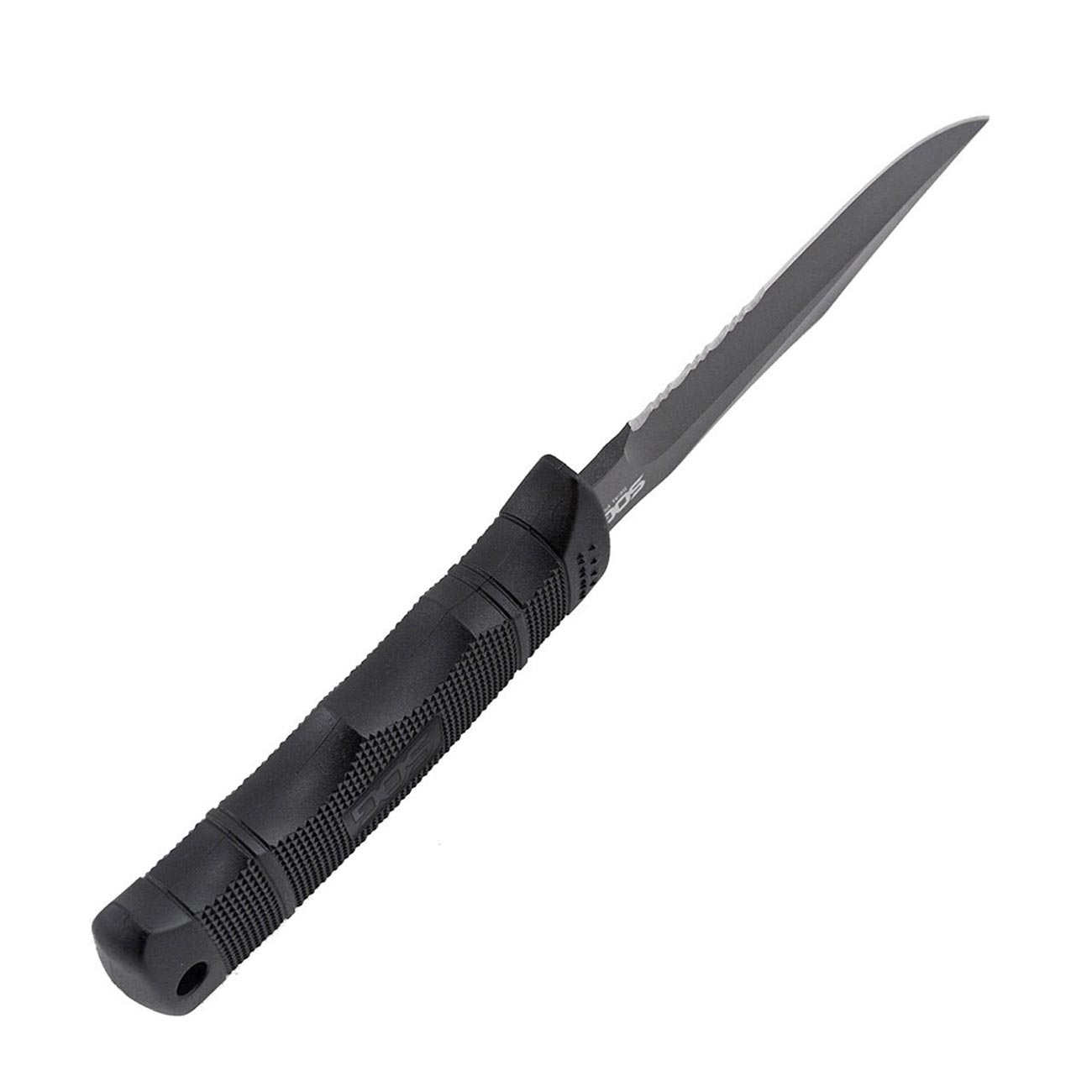 SOG SEAL Pup Fixed 4.75" Powder Coated Combo Blade GRN Handles Nylon Sheath