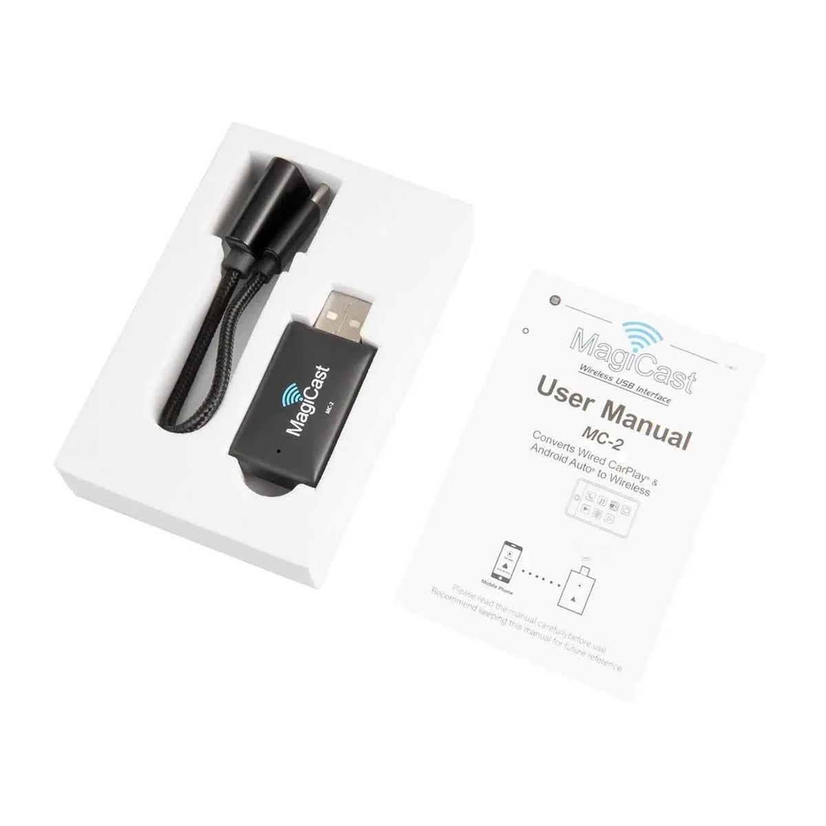 Power Acoustik MagiCast USB Interface - Apple CarPlay/Android Auto Wired to Wireless