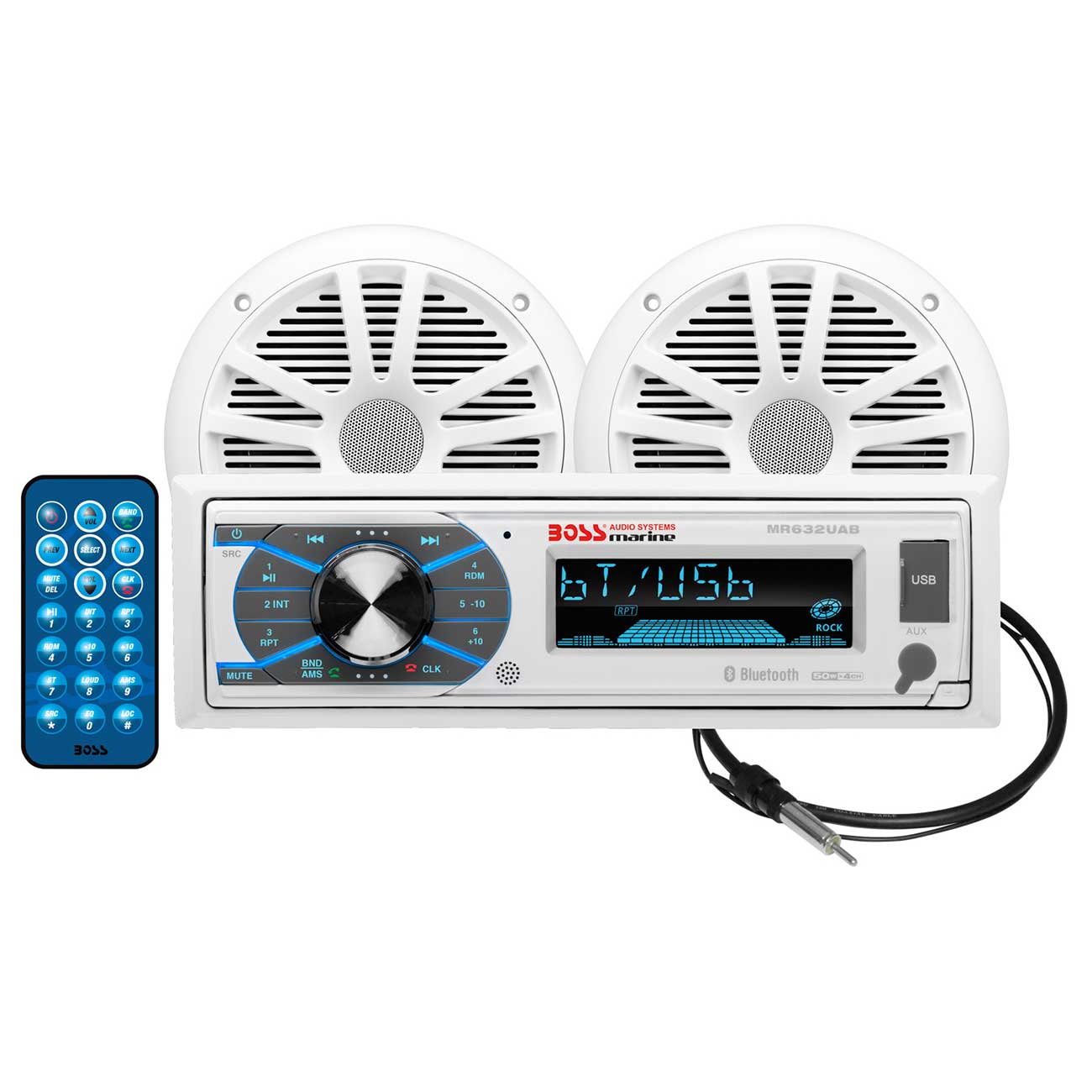 Boss Audio Marine Combo - Mechless AM/FM Digital Media Receiver with Bluetooth and (2) 6.5" Speakers