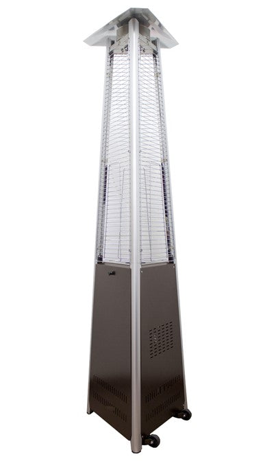 Tall Commercial Natural Gas Triangle Glass Tube Heater - Hammered Bronze