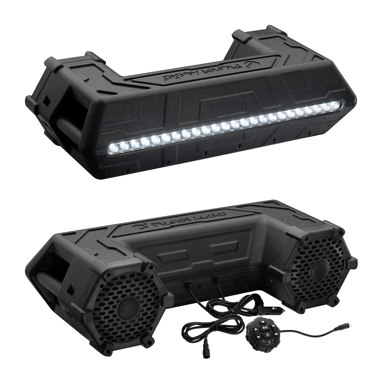 Planet Off Road ATV Sound System 6.5" Marine Speakers Bluetooth LED Bar