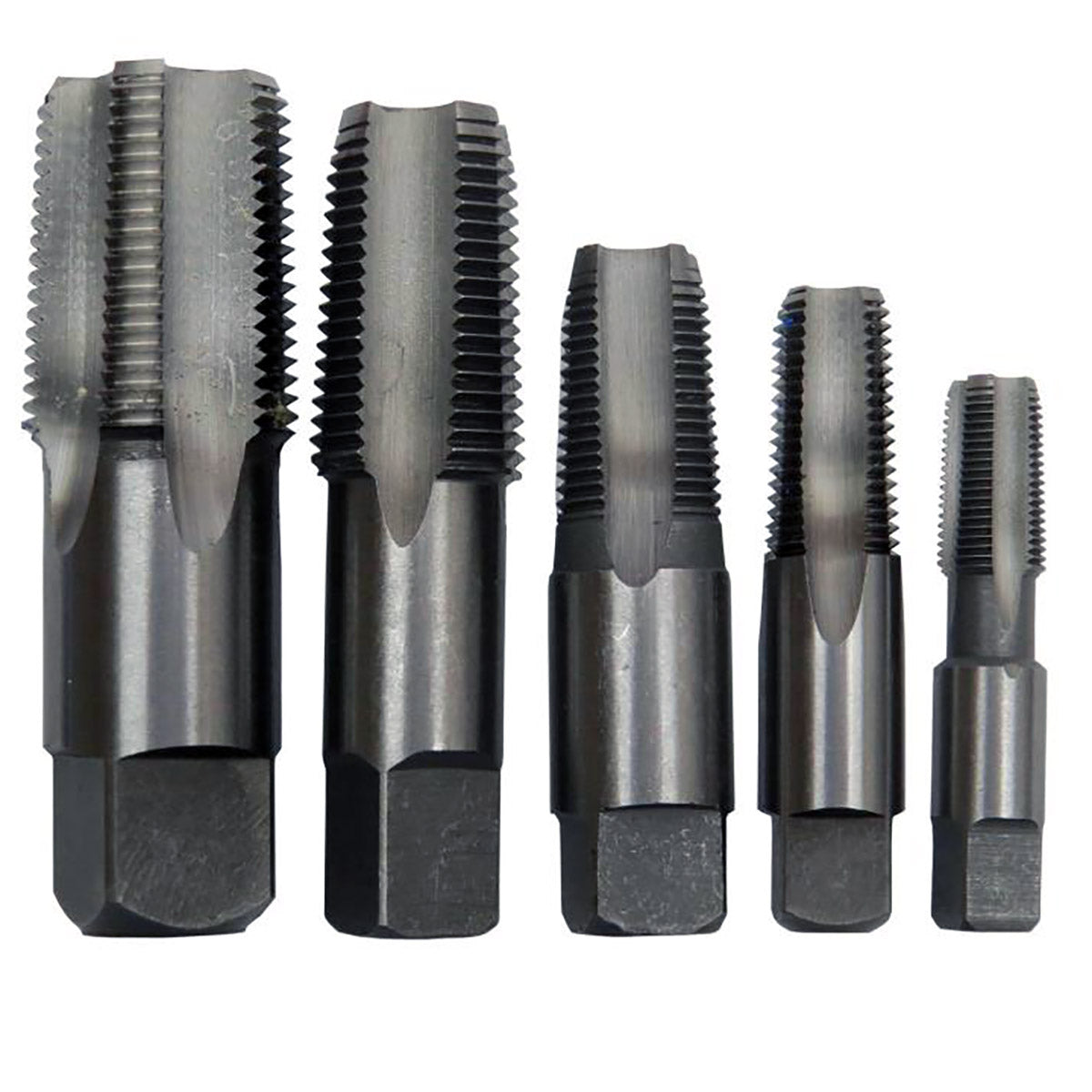 DRILL AMERICA Carbon Steel NPT Pipe Tap Set In Carry Pouch 1/8" - 3/4" (5 Piece Set)