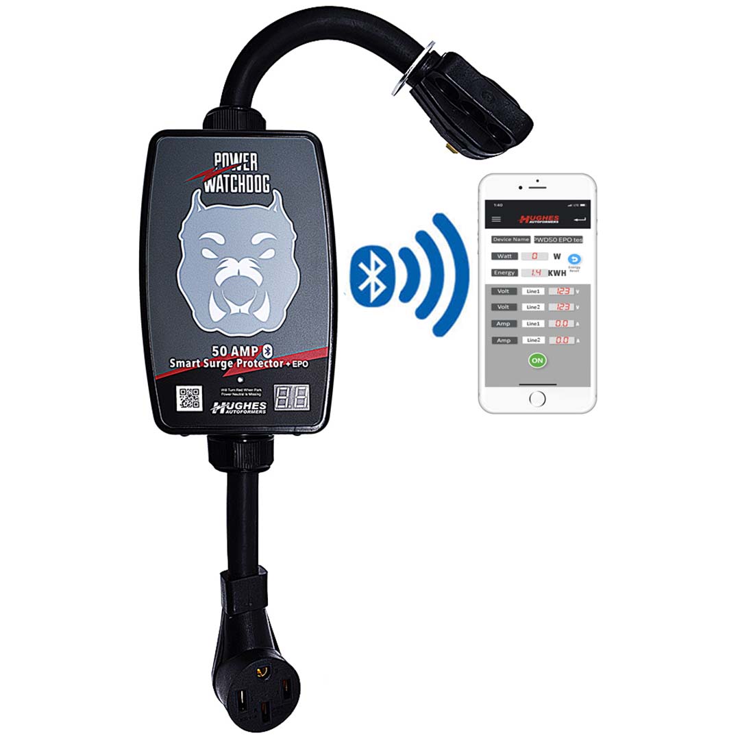 Hughes Power Watchdog Bluetooth Portable Surge Protector with EPO - 50 Amp