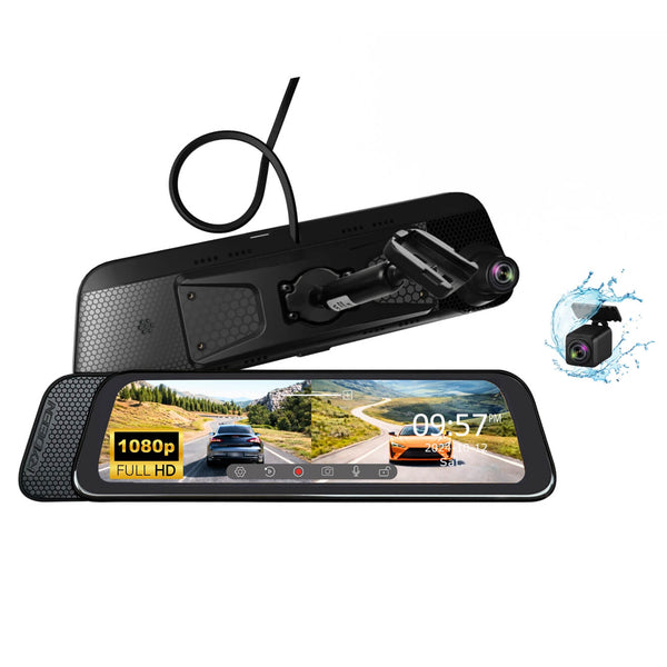Rydeen R10-SPL 10-In. Dual-Channel Digital Rearview Mirror Monitor with Touch Screen Display, 1080p Front and Rear Camer