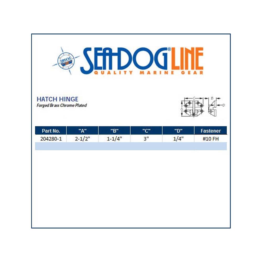 Sea Dog Marine Hatch Hinge Chrome Brass