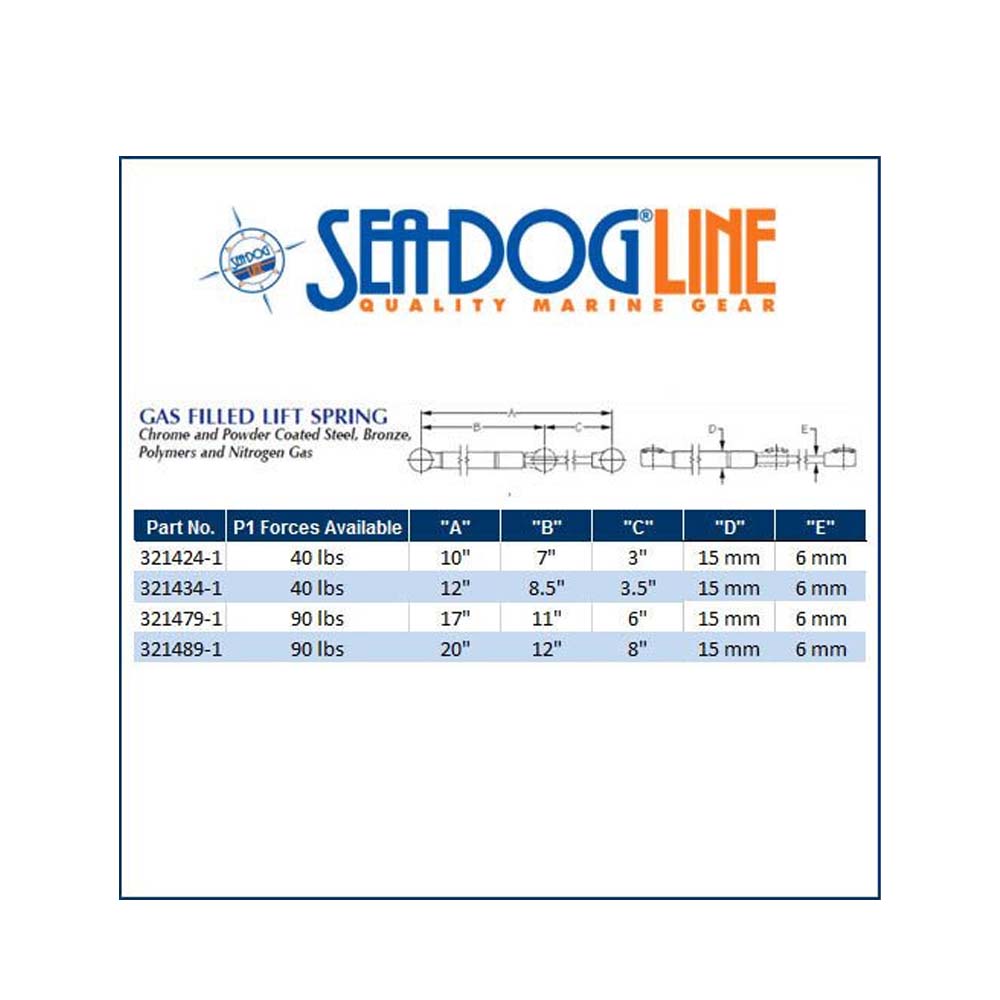 Sea Dog Marine Gas Lift Spring 17" 60 Lbs