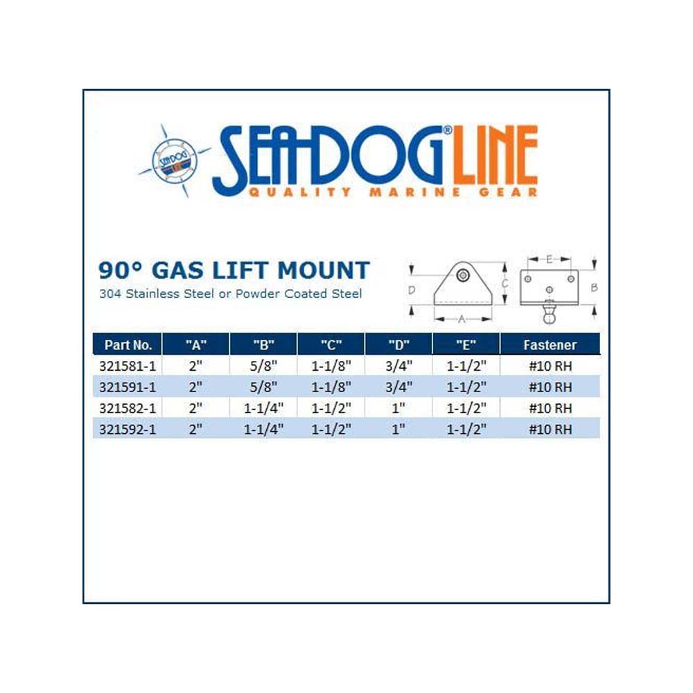 Sea Dog Marine S.S. Lift Spring Angle Mt.