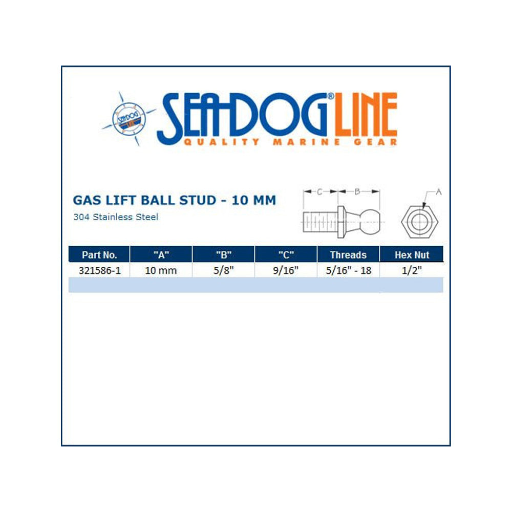 Sea Dog Marine S.S. 10Mm Ball Stud
