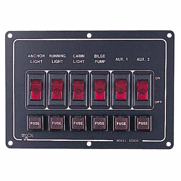 Sea Dog Marine Switch Panel 6 Gang Horizontal