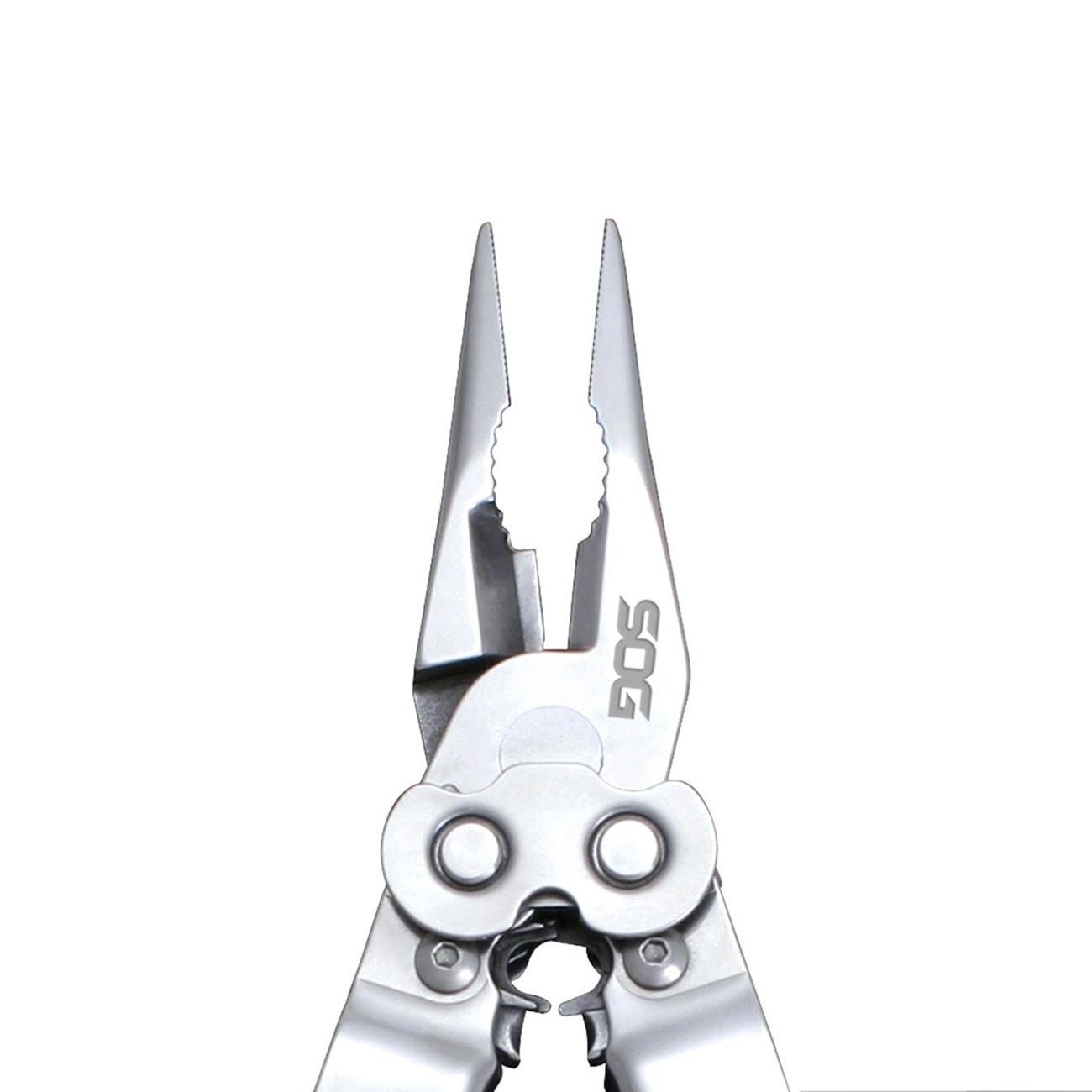SOG PowerLock w/ V-Cutter Stainless Finish 18 Tool Multi-Tool with Nylon Sheath