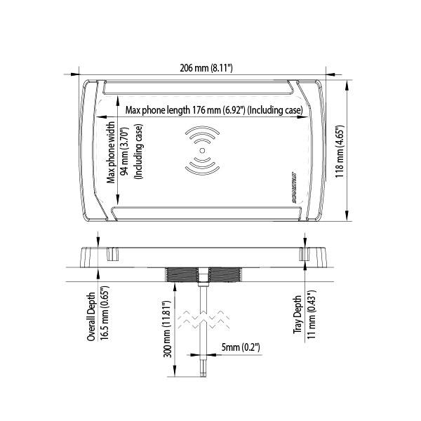 Scanstrut ROKK Wireless - Catch. 10W Waterproof wireless charging mat 12/24V