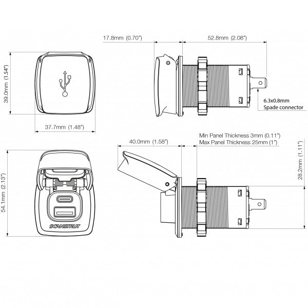 Scanstrut Flip Pro Fast Charge Dual USB Socket