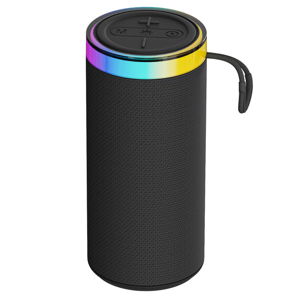 Supersonic SC-2440BT BLK 8-Watt-RMS Halo Spark Go Portable Bluetooth Rechargeable Speaker with TWS, LEDs, USB/microSD Ca