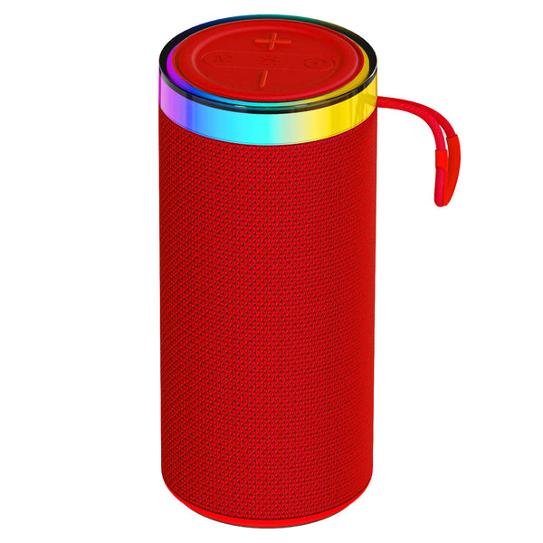 Supersonic SC-2440BT RED 8-Watt-RMS Halo Spark Go Portable Bluetooth Rechargeable Speaker with TWS, LEDs, USB/microSD Ca