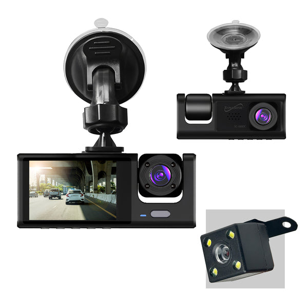 Supersonic SC-580DC RoadEYE Pro 1080p HD Dash Cams for Front, Cabin, and Rear Recording, SC-580DC