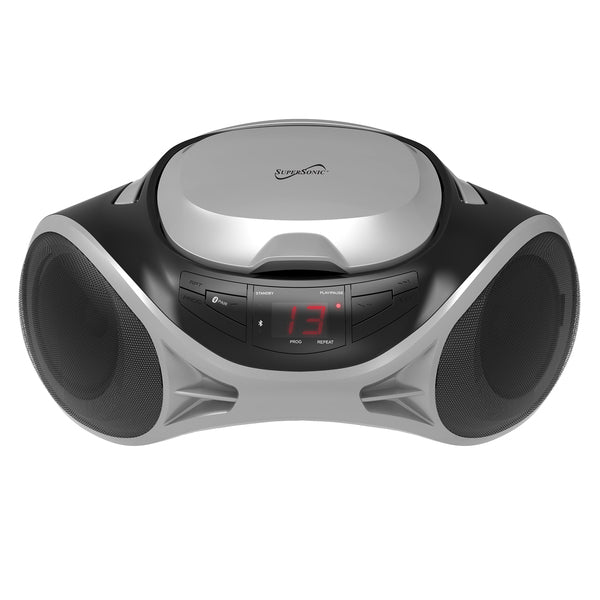Supersonic SC-726BT SLV 3-Watt-RMS Portable Bluetooth CD Music System with Built-in Speakers, CD Player, AM/FM Radio, an
