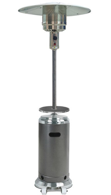 87" Two Tone Outdoor Patio Heater with Table - Hammered Silver & Stainless Steel