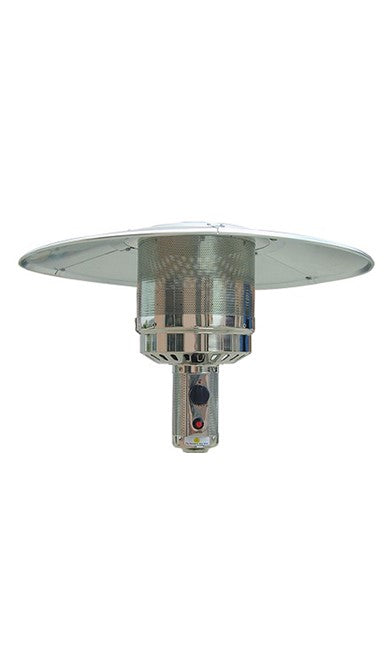 87" Two Tone Outdoor Patio Heater with Table - Hammered Silver & Stainless Steel