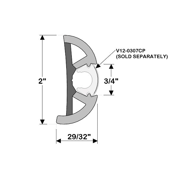 Taco Marine SUPRO-FLEX RUB RAIL KIT BLACK W/FLEX CHROME 60ft