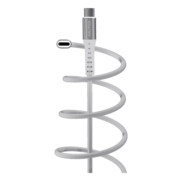 Nautica UCCCB10-02-04 4-Ft. 65-Watt USB-C to USB-C Cable with LED Ends, Urban CB510 (White)