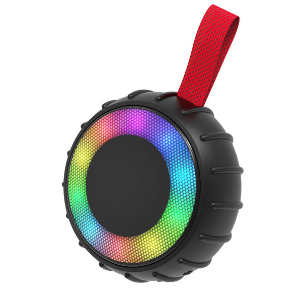 RCA Flame-101BLACK 5-Watt Flame-101 Viper Mini Portable Bluetooth Party Speaker with TWS, RGB Lights, USB/microSD Card/A