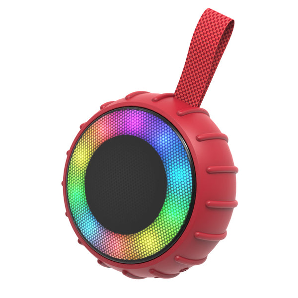RCA Flame-101 RED 5-Watt Flame-101 Viper Mini Portable Bluetooth Party Speaker with TWS, RGB Lights, USB/microSD Card/Au