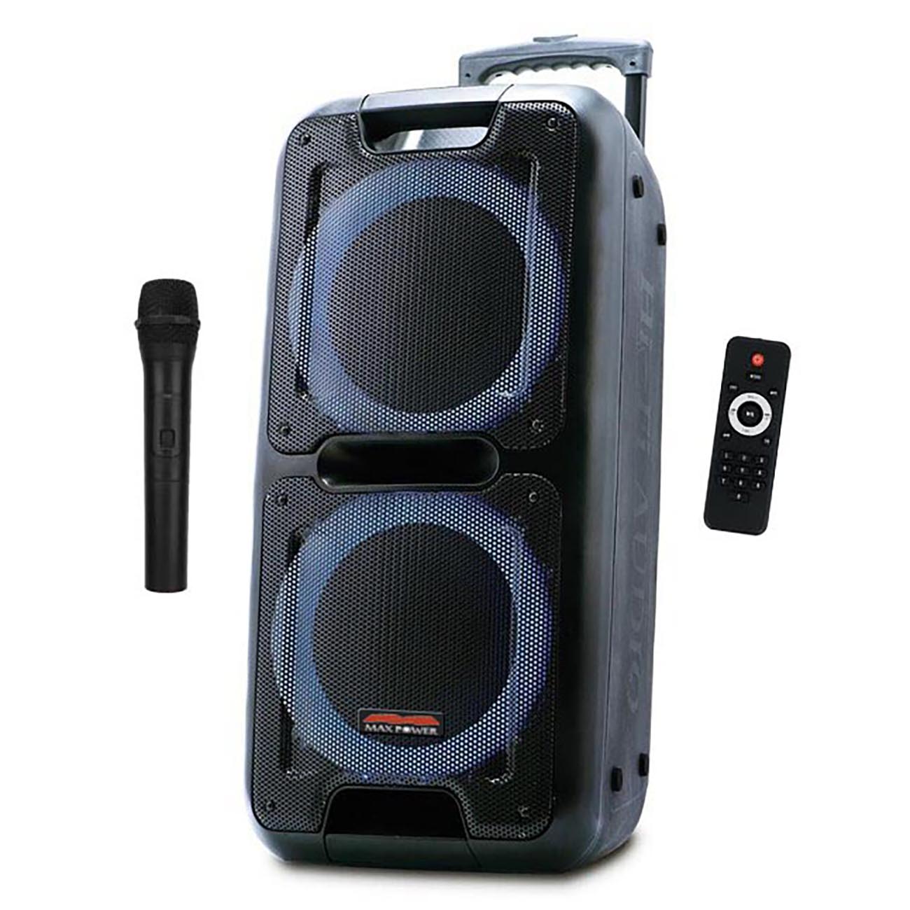(MPD109XB) Max Power Dual 10GÇ¥ Sub Woofer Bluetooth Speaker with LED Party Lights