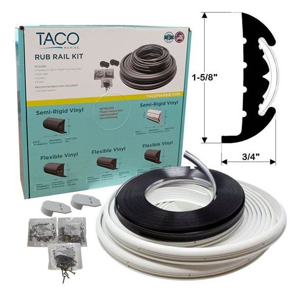 Taco Marine Rubrail Kit White W/Chrome Insert 70'