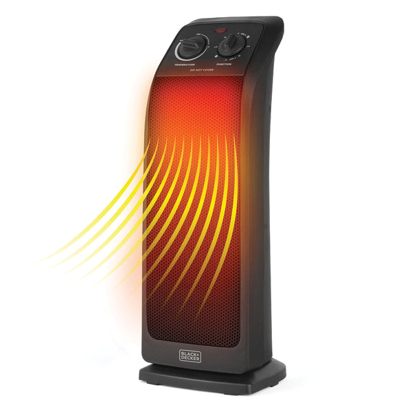 BLACK+DECKER BHTC571 BLACK+DECKER Oscillating Ceramic Tower Heater, 1500W Space Heater and Fan Combo with Adjustable The