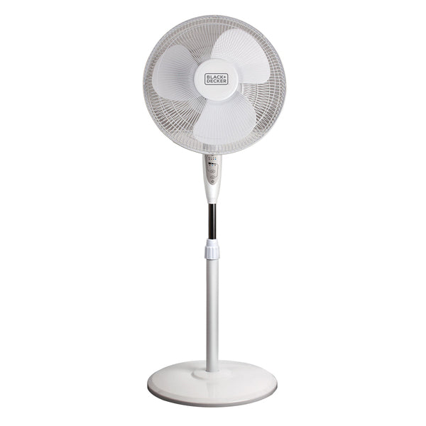 BLACK+DECKER BFSR16W 16-In. 3-Speed Oscillating Stand Fan with Remote, White, BFSR16