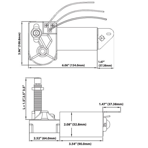 AFI Mrv Wiper Mtr 2.5"/110 Deg-12V