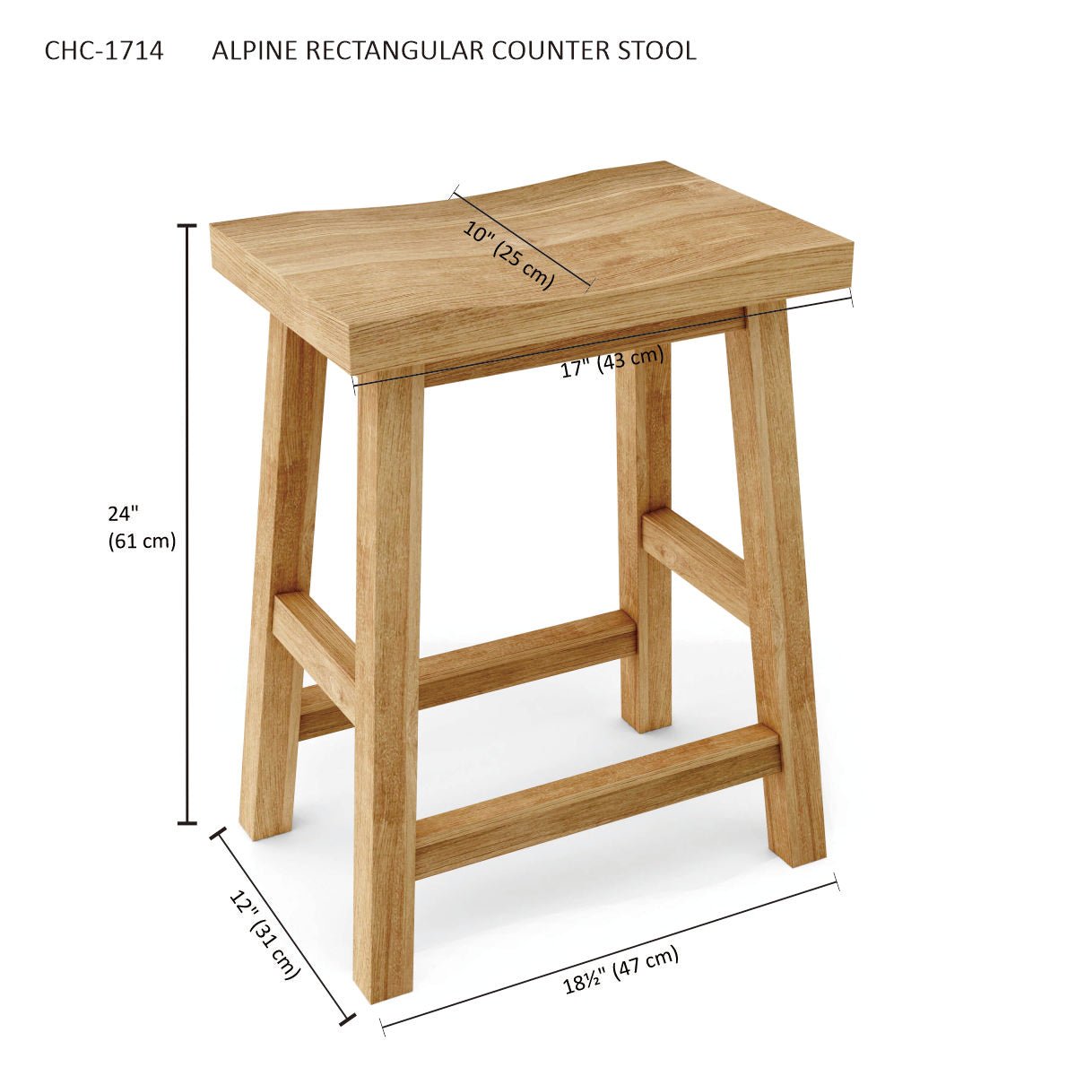 ALPINE RECTANGULAR COUNTER STOOL - Clinch River Fishing USA
