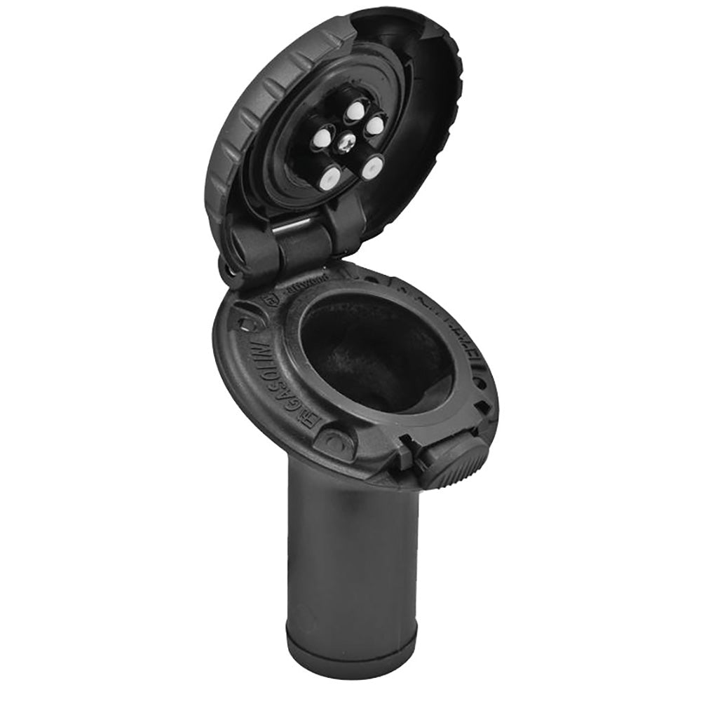 Attwood Deck Fill f/Carbon Canister System - Angled Body & Scalloped Black Plastic Cap - Clinch River Fishing USA