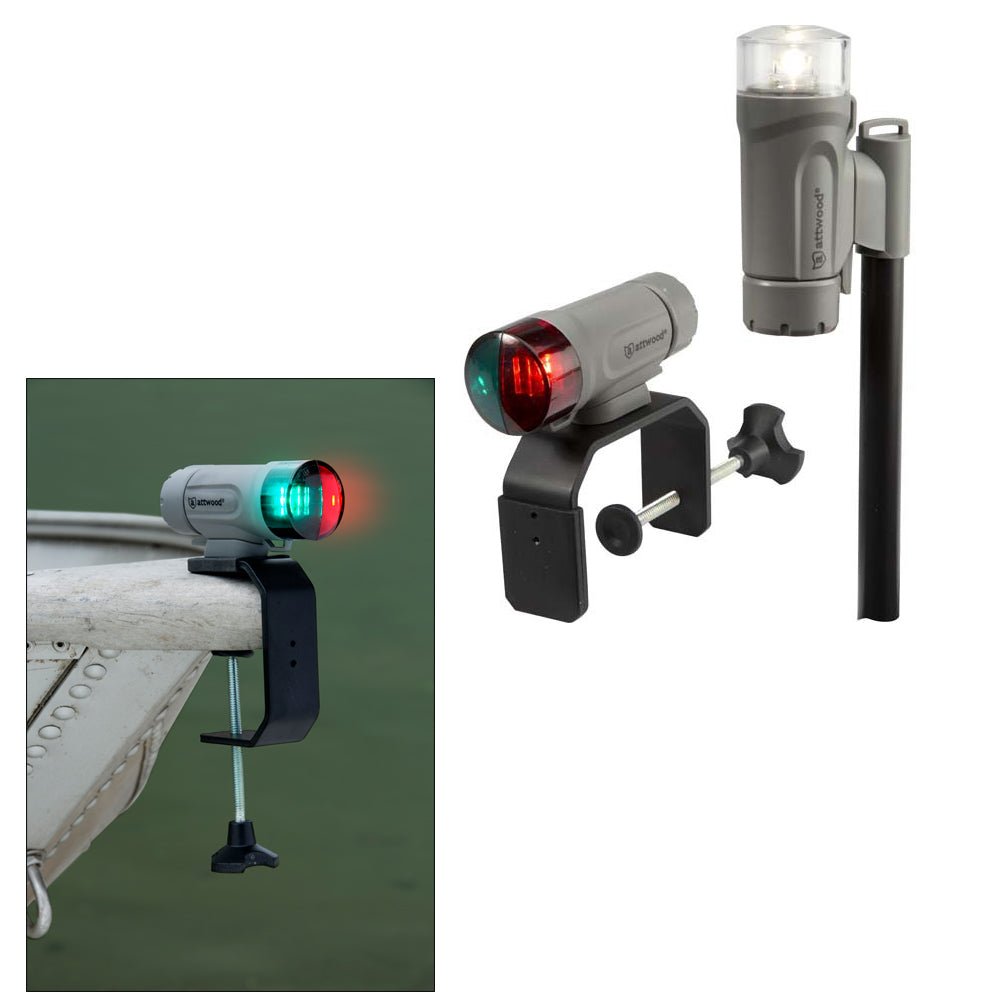 Attwood PaddleSport Portable Navigation Light Kit - C-Clamp, Screw Down or Adhesive Pad - Gray - Clinch River Fishing USA